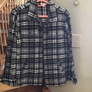 L.L. Bean Black and White Plaid Utility Jacket